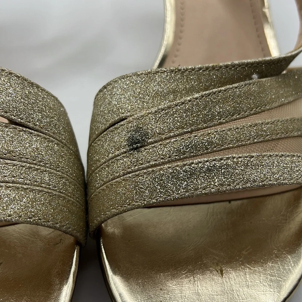 I Miller Beautiful Shoes Heels Strappy Sandals Gold Glitter Shimmer Womens 8 M